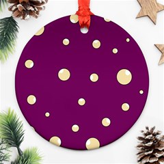 Purple And Yellow Bubbles Round Ornament (two Sides) 