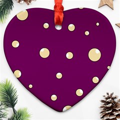 Purple And Yellow Bubbles Heart Ornament (2 Sides) by Valentinaart