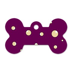 Purple And Yellow Bubbles Dog Tag Bone (one Side)