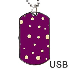 Purple And Yellow Bubbles Dog Tag Usb Flash (one Side) by Valentinaart