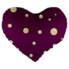 Purple And Yellow Bubbles Large 19  Premium Heart Shape Cushions