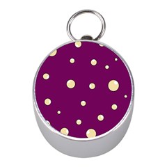 Purple And Yellow Bubbles Mini Silver Compasses