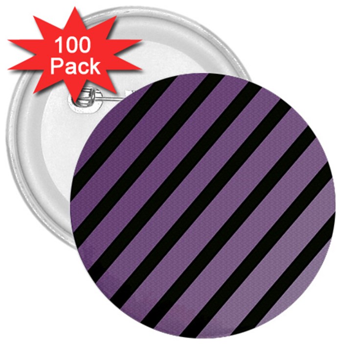 Purple elegant lines 3  Buttons (100 pack) 