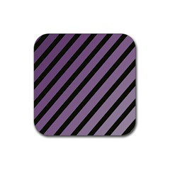 Purple Elegant Lines Rubber Coaster (square)  by Valentinaart