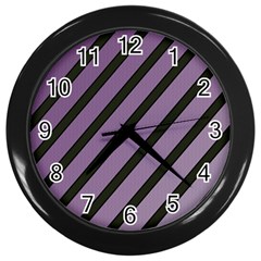 Purple Elegant Lines Wall Clocks (black) by Valentinaart