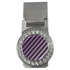 Purple Elegant Lines Money Clips (cz)  by Valentinaart