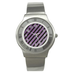 Purple Elegant Lines Stainless Steel Watch