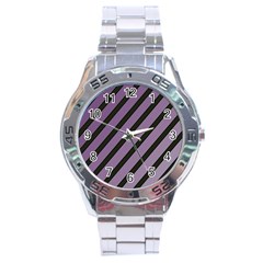 Purple Elegant Lines Stainless Steel Analogue Watch