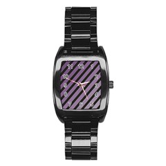 Purple Elegant Lines Stainless Steel Barrel Watch by Valentinaart