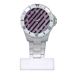 Purple Elegant Lines Plastic Nurses Watch by Valentinaart