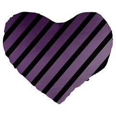 Purple Elegant Lines Large 19  Premium Flano Heart Shape Cushions