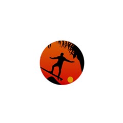 Man Surfing At Sunset Graphic Illustration 1  Mini Magnets