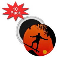 Man Surfing At Sunset Graphic Illustration 1 75  Magnets (10 Pack) 