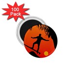 Man Surfing at Sunset Graphic Illustration 1.75  Magnets (100 pack)  Front