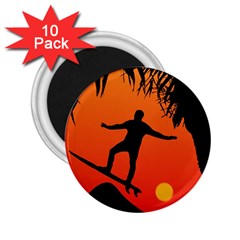 Man Surfing At Sunset Graphic Illustration 2 25  Magnets (10 Pack)  by dflcprints