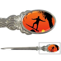 Man Surfing At Sunset Graphic Illustration Letter Openers by dflcprints