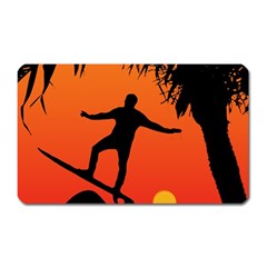 Man Surfing At Sunset Graphic Illustration Magnet (rectangular) by dflcprints