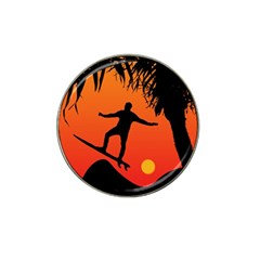 Man Surfing At Sunset Graphic Illustration Hat Clip Ball Marker (4 Pack) by dflcprints