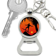 Man Surfing At Sunset Graphic Illustration Bottle Opener Key Chains by dflcprints