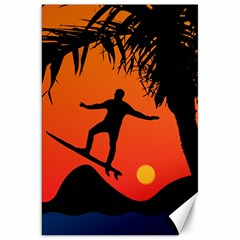 Man Surfing At Sunset Graphic Illustration Canvas 20  X 30   by dflcprints