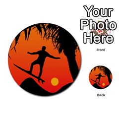 Man Surfing At Sunset Graphic Illustration Multi-purpose Cards (round)  by dflcprints