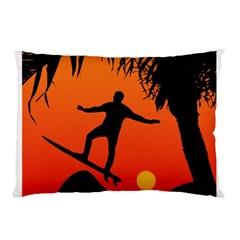 Man Surfing At Sunset Graphic Illustration Pillow Case by dflcprints