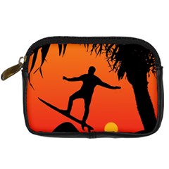 Man Surfing At Sunset Graphic Illustration Digital Camera Cases