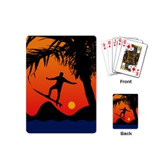 Man Surfing At Sunset Graphic Illustration Playing Cards (mini)  by dflcprints