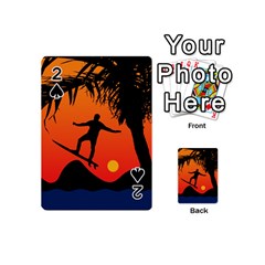 Man Surfing At Sunset Graphic Illustration Playing Cards 54 (mini)  by dflcprints