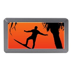 Man Surfing At Sunset Graphic Illustration Memory Card Reader (mini)