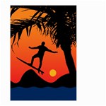 Man Surfing at Sunset Graphic Illustration Small Garden Flag (Two Sides) Front