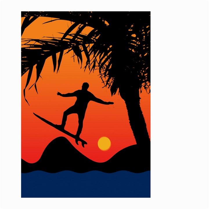 Man Surfing at Sunset Graphic Illustration Small Garden Flag (Two Sides)