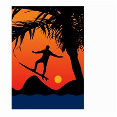 Man Surfing At Sunset Graphic Illustration Large Garden Flag (two Sides)