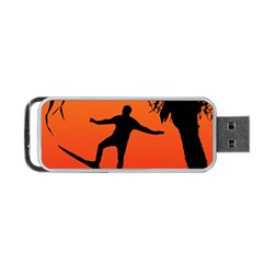 Man Surfing At Sunset Graphic Illustration Portable Usb Flash (one Side)