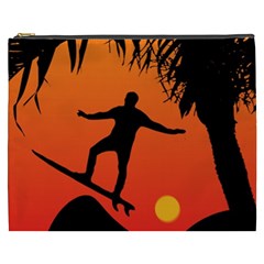 Man Surfing At Sunset Graphic Illustration Cosmetic Bag (xxxl)  by dflcprints