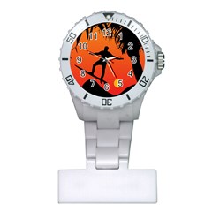 Man Surfing At Sunset Graphic Illustration Plastic Nurses Watch by dflcprints