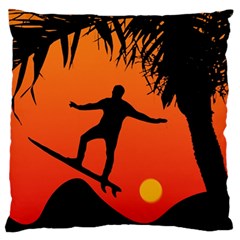 Man Surfing At Sunset Graphic Illustration Standard Flano Cushion Case (one Side) by dflcprints