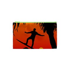 Man Surfing At Sunset Graphic Illustration Cosmetic Bag (xs) by dflcprints