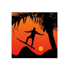 Man Surfing At Sunset Graphic Illustration Satin Bandana Scarf by dflcprints