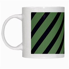 Green Elegant Lines White Mugs