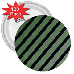 Green Elegant Lines 3  Buttons (100 Pack) 