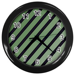 Green Elegant Lines Wall Clocks (black)