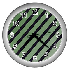 Green Elegant Lines Wall Clocks (silver)  by Valentinaart