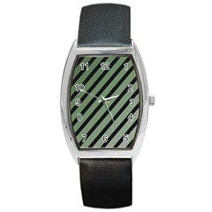 Green Elegant Lines Barrel Style Metal Watch