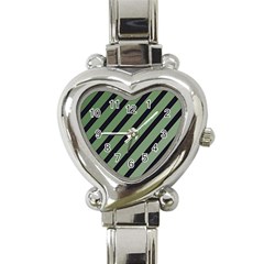 Green Elegant Lines Heart Italian Charm Watch by Valentinaart