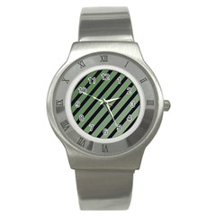 Green Elegant Lines Stainless Steel Watch by Valentinaart