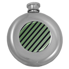 Green Elegant Lines Round Hip Flask (5 Oz)