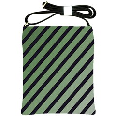 Green Elegant Lines Shoulder Sling Bags by Valentinaart