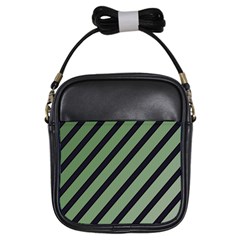 Green Elegant Lines Girls Sling Bags