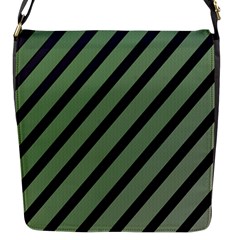 Green Elegant Lines Flap Messenger Bag (s) by Valentinaart